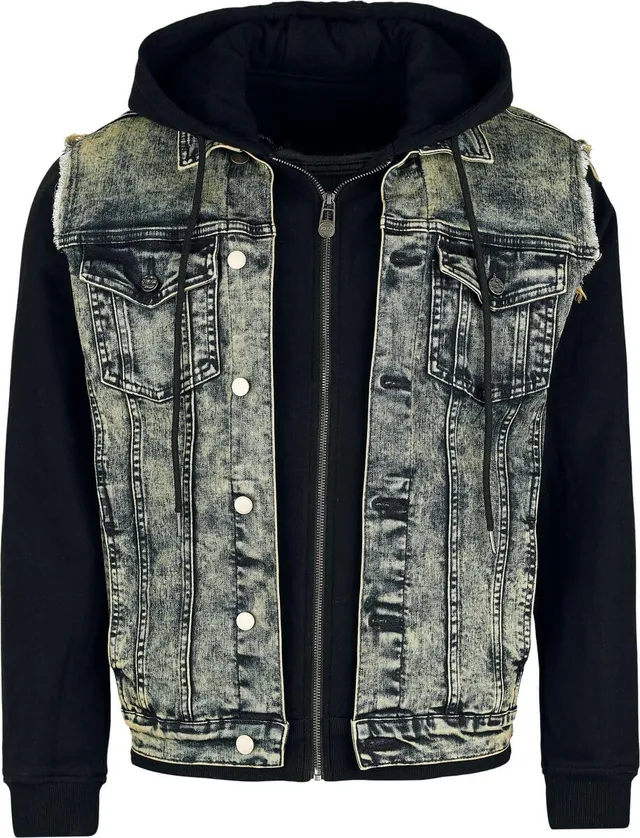 black-premium-kapuzenjacke-herren-schwarz-blau-reissverschluss-m image 1