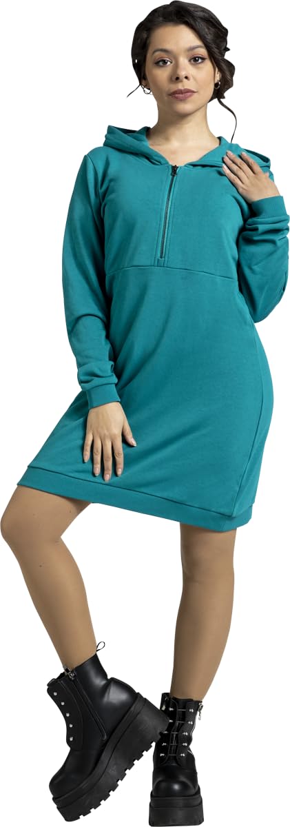 red-by-emp-kleid-damen-hoodiekleid-t-rkis-gr-l-kapuze image 4