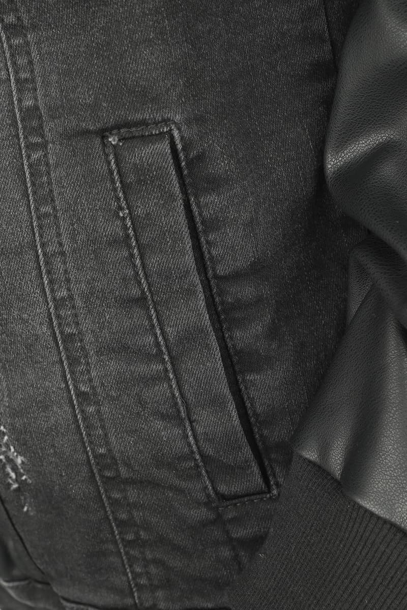 black-premium-by-emp-jeansjacke-schwarz-damen-kunstleder-details image 6