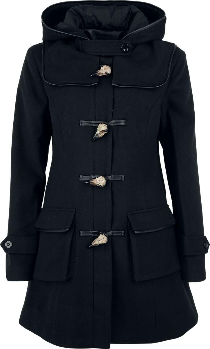 black-premium-by-emp-damen-mantel-schwarz-mit-kapuze-gr-e-m image 1
