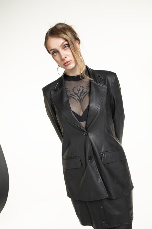 black-premium-by-emp-essential-blazer-damen-schwarz-kunstleder-m image 8