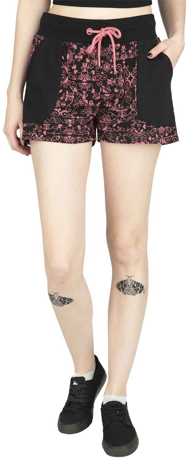 red-by-emp-shorts-damen-schwarz-pink-muster image 2