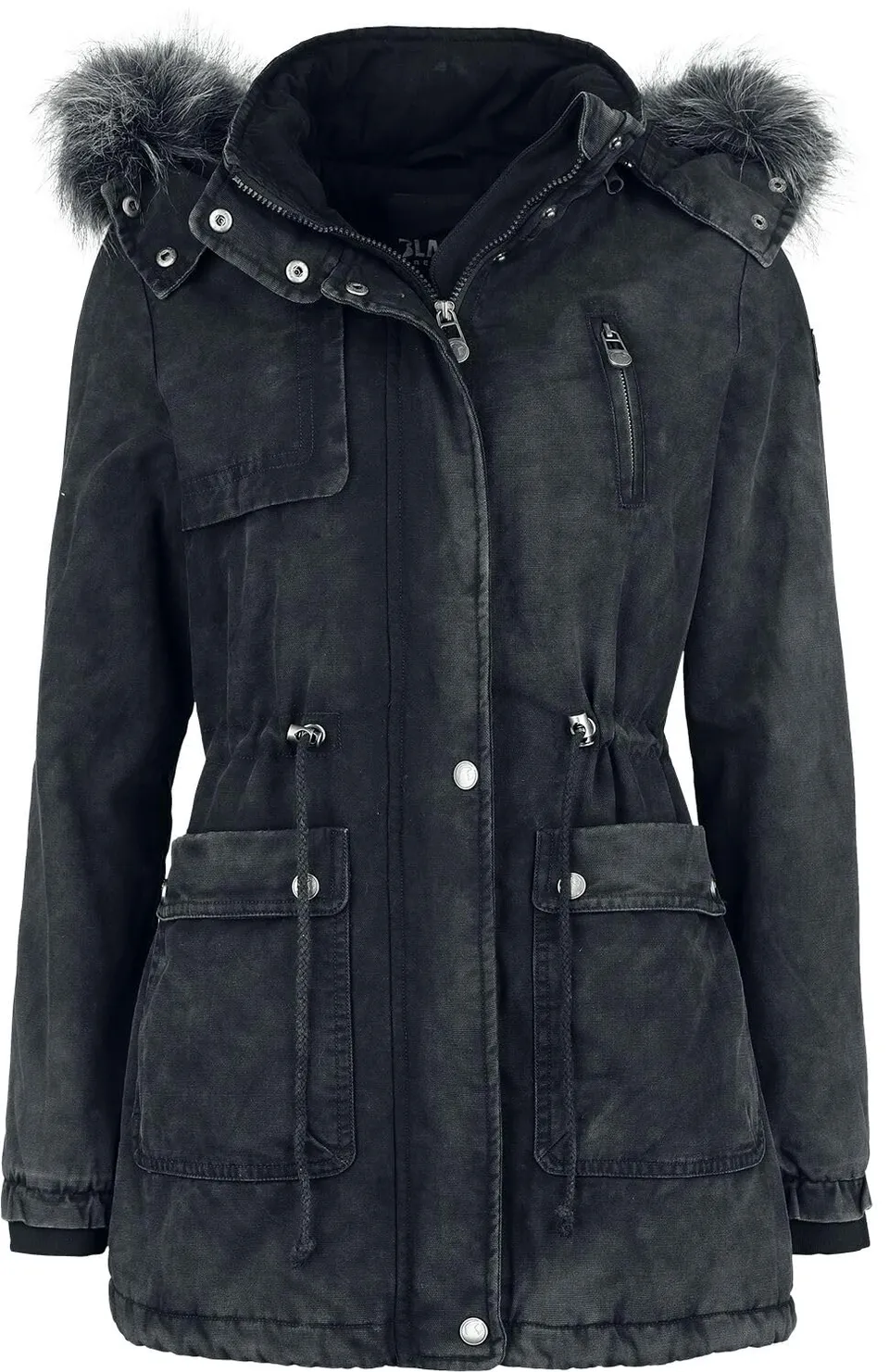 black-premium-by-emp-damen-winterjacke-dunkelgrau-teddyfell image 1