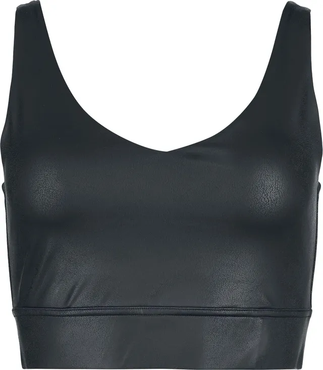 black-premium-essential-faux-leather-cropped-top-schwarz-m image 1