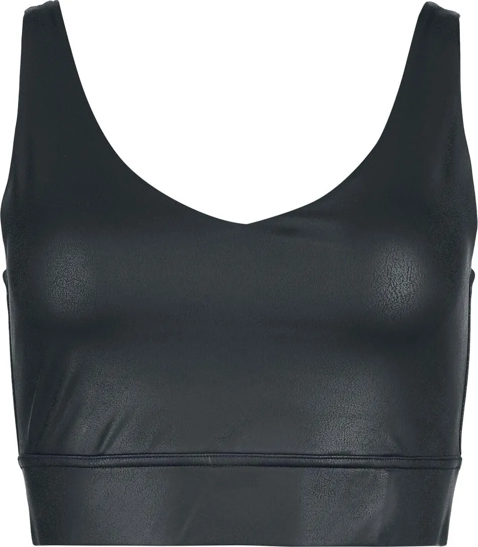black-premium-essential-faux-leather-cropped-top-schwarz-m image 1