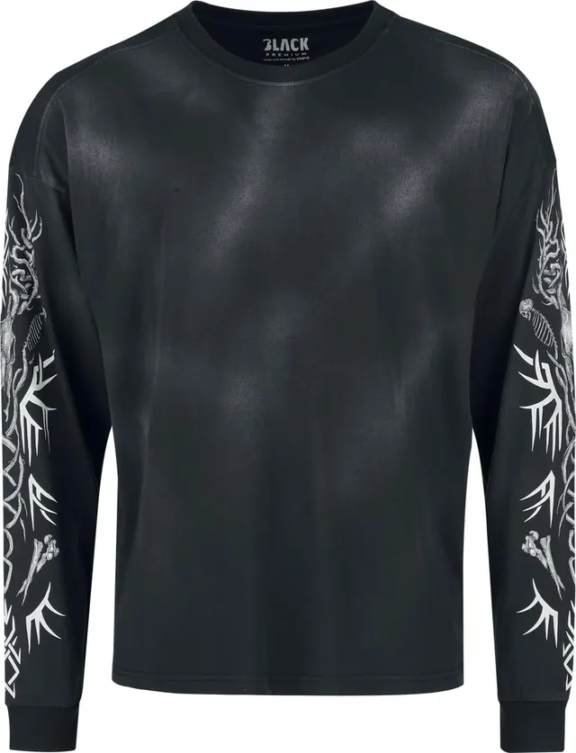 black-premium-by-emp-spray-dye-langarmshirt-herren-schwarz-print-l image 1