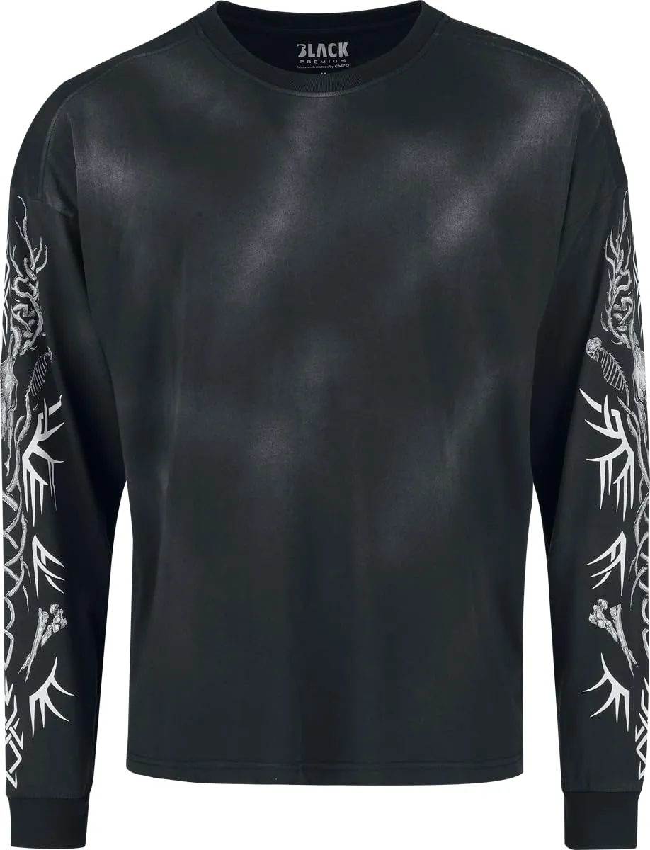 black-premium-by-emp-spray-dye-langarmshirt-herren-schwarz-print-l image 1