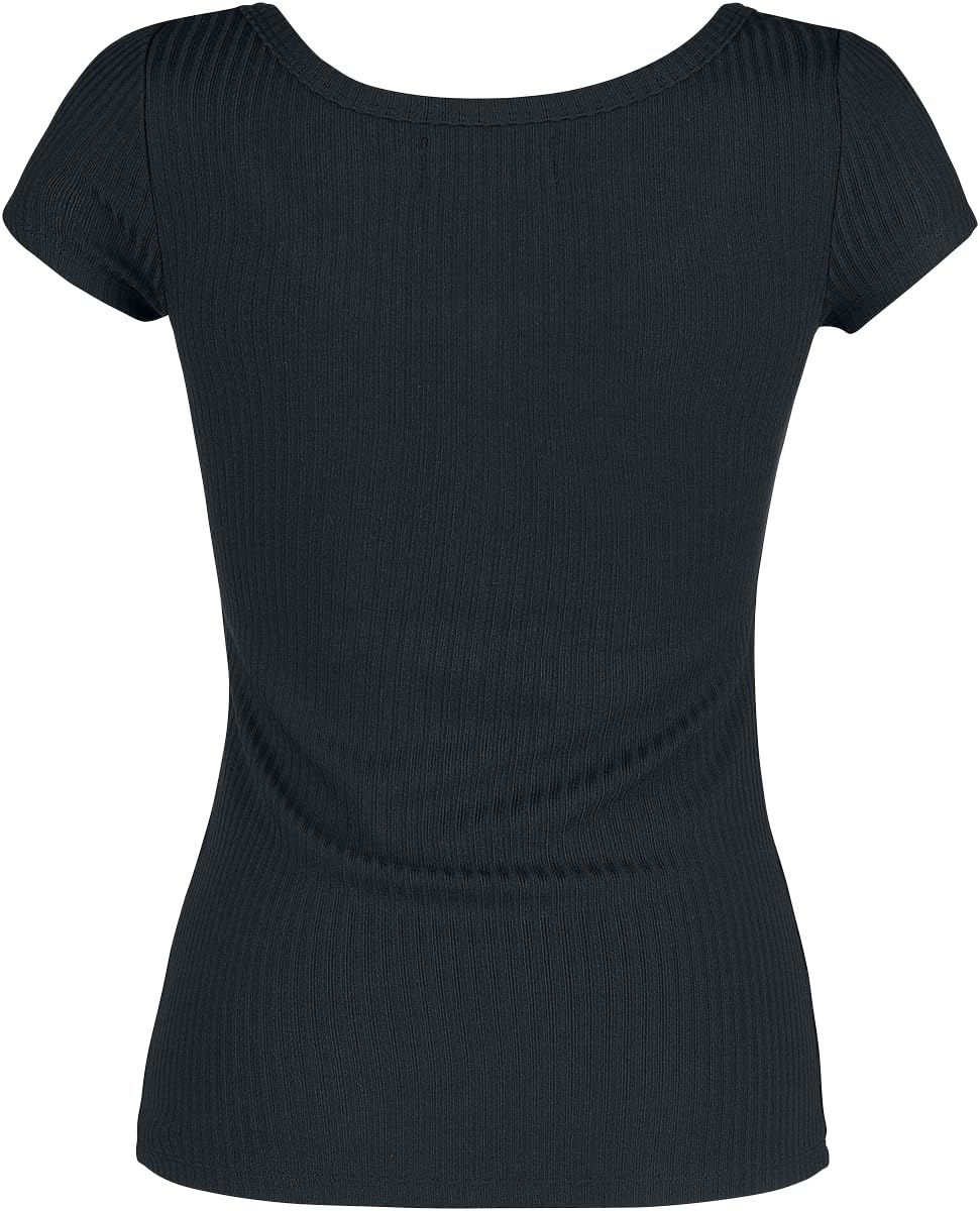 black-premium-by-emp-damen-t-shirt-schwarz-ripp-mit-rei-verschluss image 3