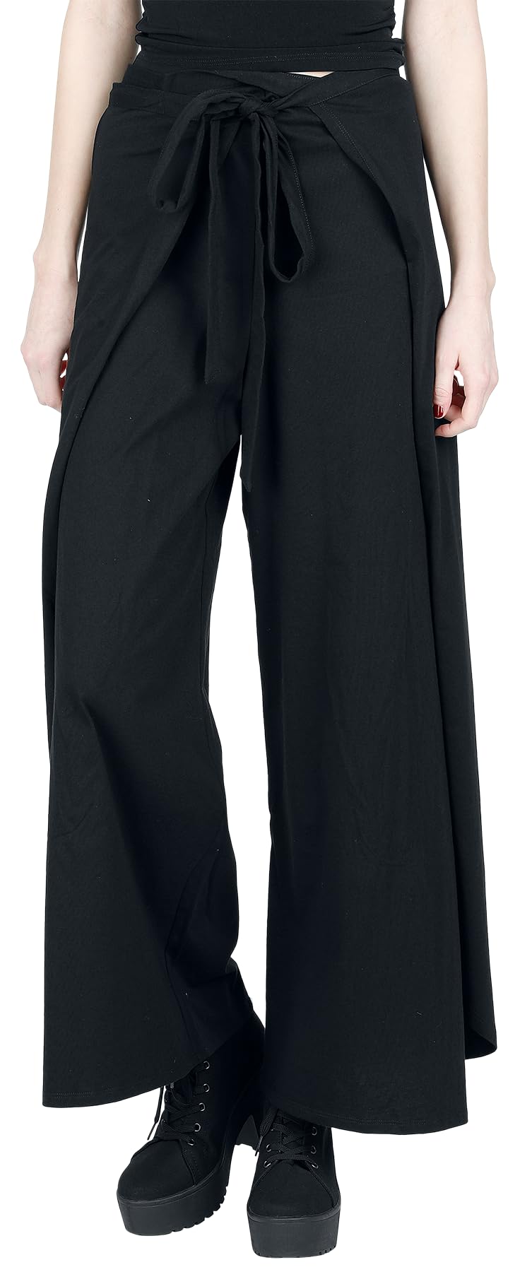 black-premium-damen-stoffhose-schwarz-schn-rbund image 2