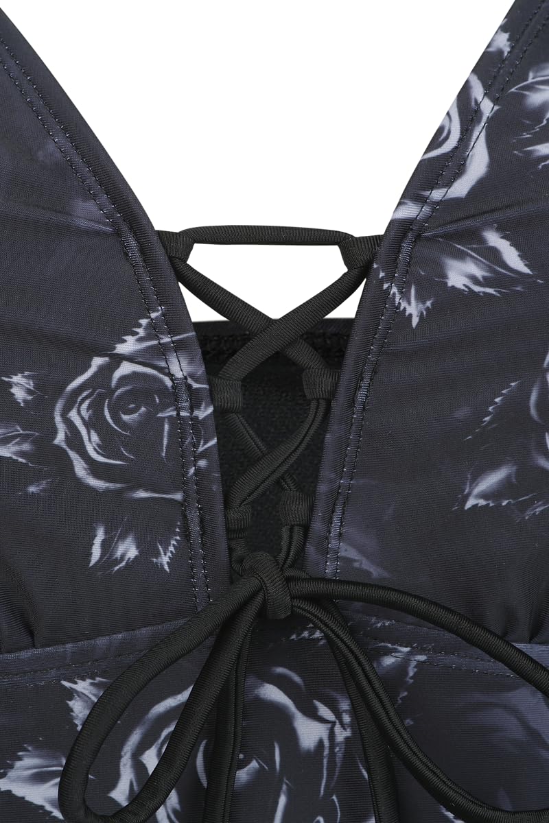 black-premium-by-emp-badeanzug-mit-schn-rung-und-rosen-schwarz image 4