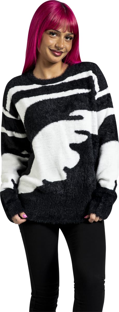 red-by-emp-strickpullover-damen-schwarz-wei-gr-l-streifen image 2