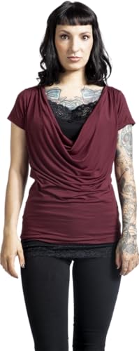 black-premium-by-emp-damen-2-in-1-t-shirt-bordeaux-top-schwarz image 8