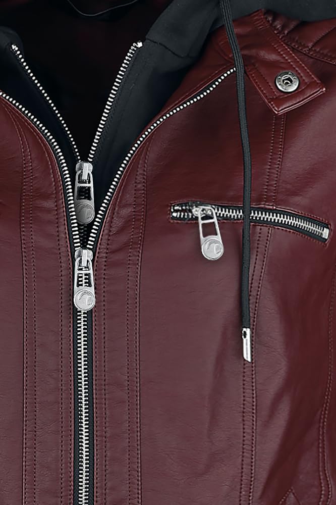 black-premium-by-emp-kunstlederjacke-damen-rot-m-kapuze image 5