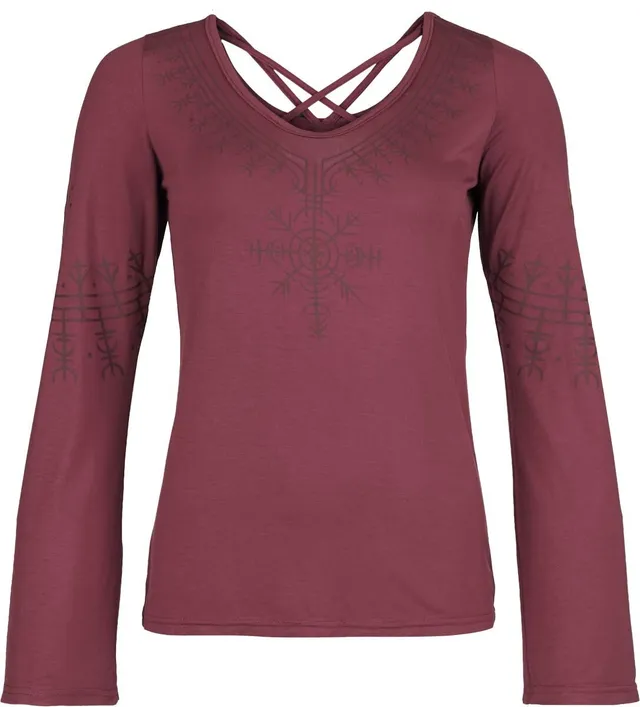 black-premium-by-emp-longsleeve-pagan-roots-dunkelrot-damen-l image 1