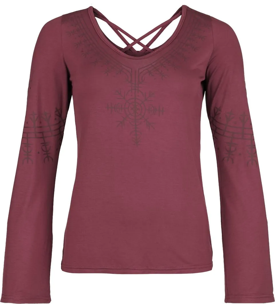 black-premium-by-emp-longsleeve-pagan-roots-dunkelrot-damen-l image 1