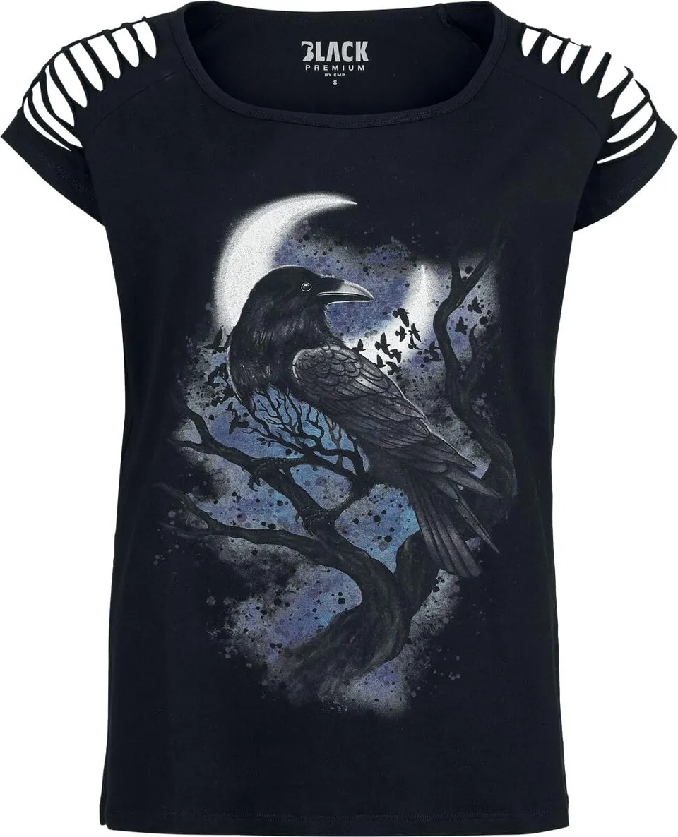 black-premium-by-emp-damen-t-shirt-schwarz-mit-ripped-rmeln image 1