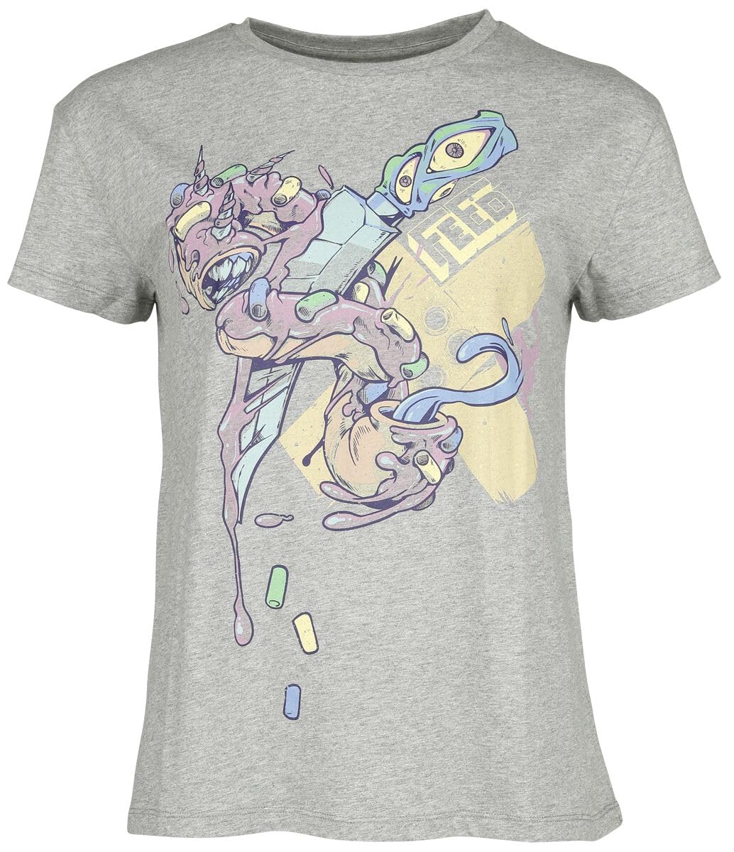 red-by-emp-creepy-donut-dolch-t-shirt-damen-grau image 1