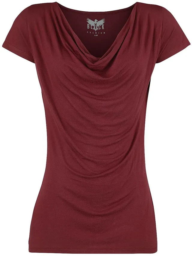 black-premium-by-emp-damen-t-shirt-bordeaux-wasserfall-m image 1