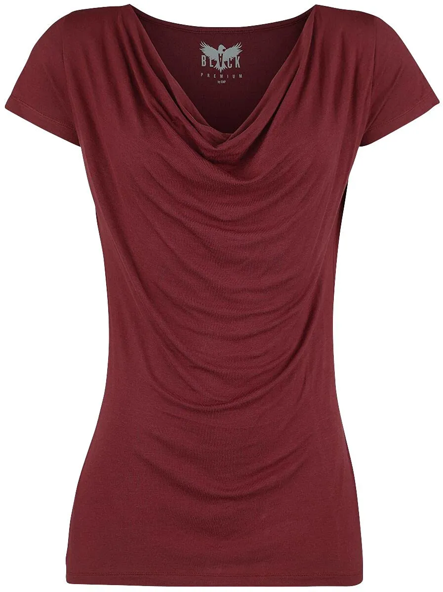 black-premium-by-emp-damen-t-shirt-bordeaux-wasserfall-m image 1