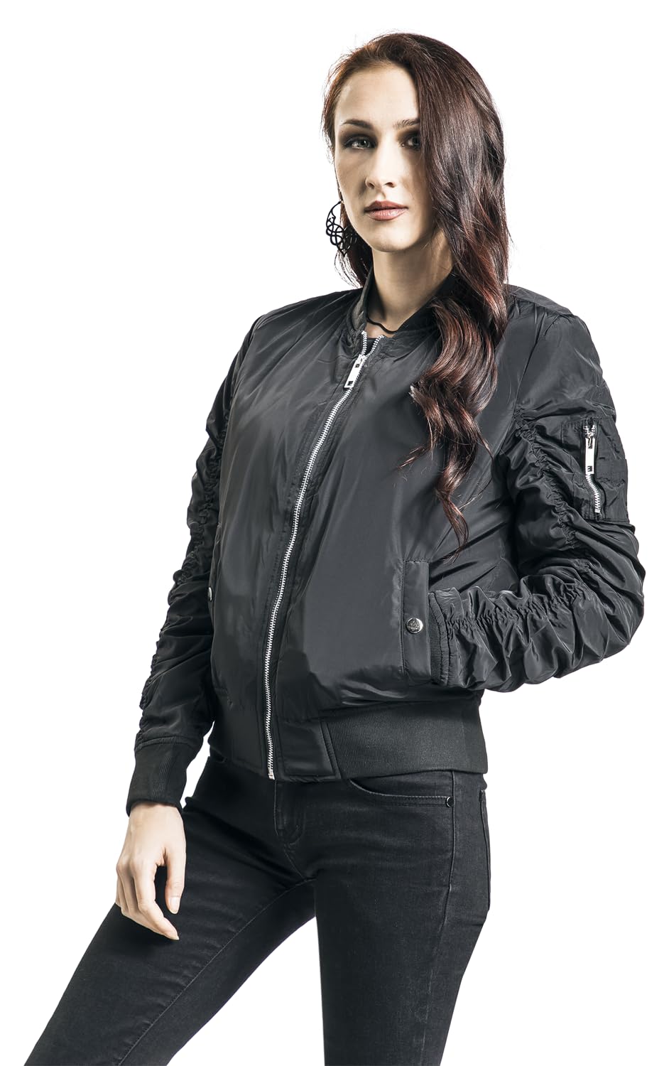 black-premium-by-emp-damen-bomber-jacke-schwarz-streetwear image 2