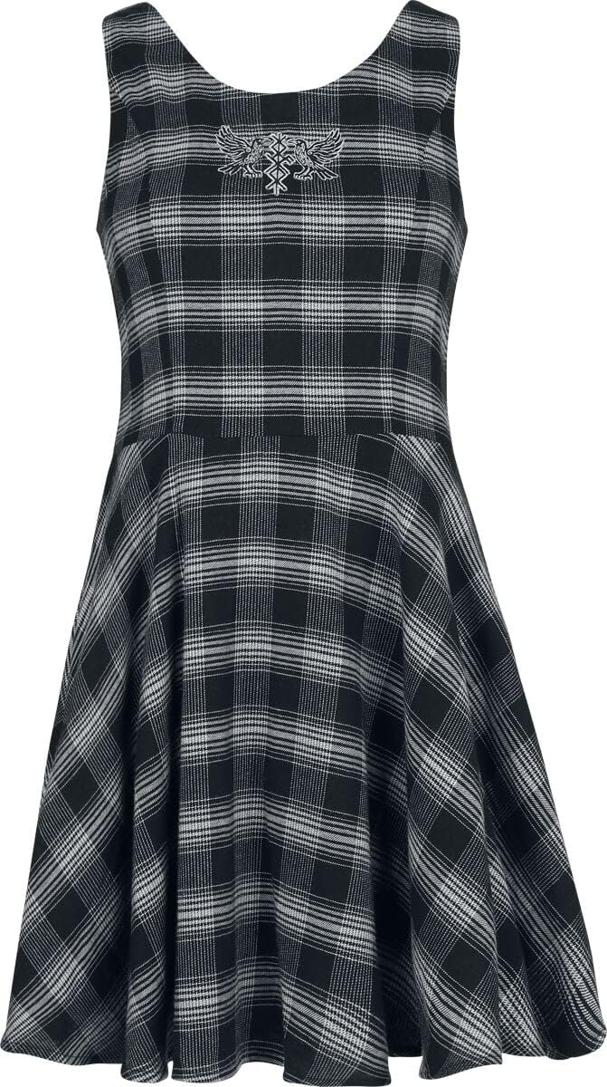 black-premium-karo-kleid-kurz-schwarz-gr-s-damen image 1