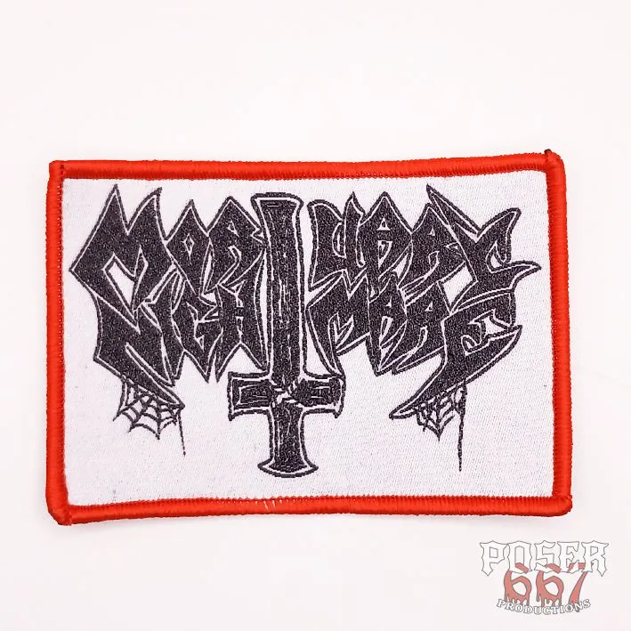 poser667-mortuary-nightmare-logo-patch-9cm-metallicgarn image 1