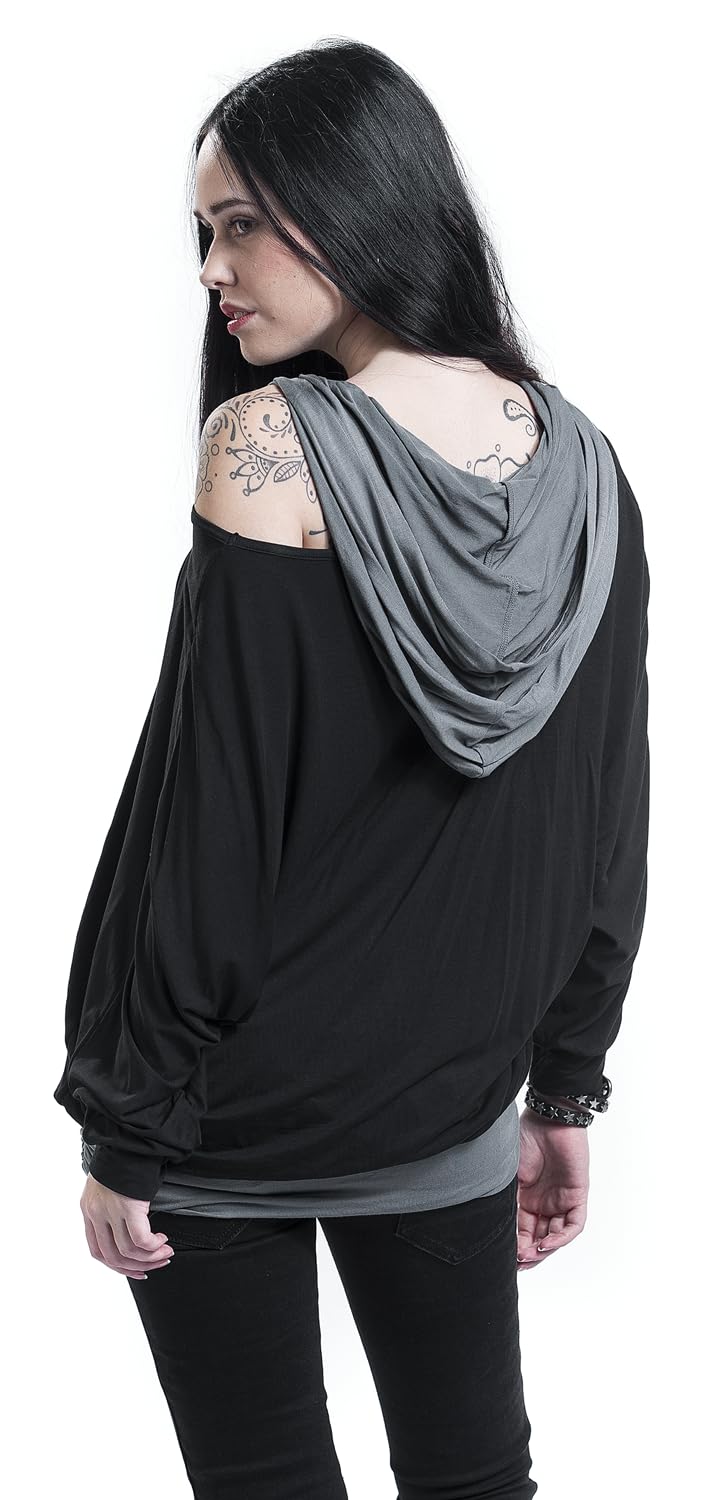 black-premium-langarmshirt-damen-schwarz-double-layer-m image 6