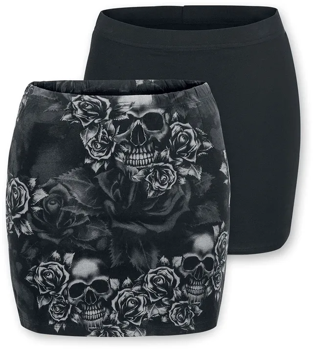 black-premium-by-emp-damen-rock-doppelpack-schwarz-grau-m image 1