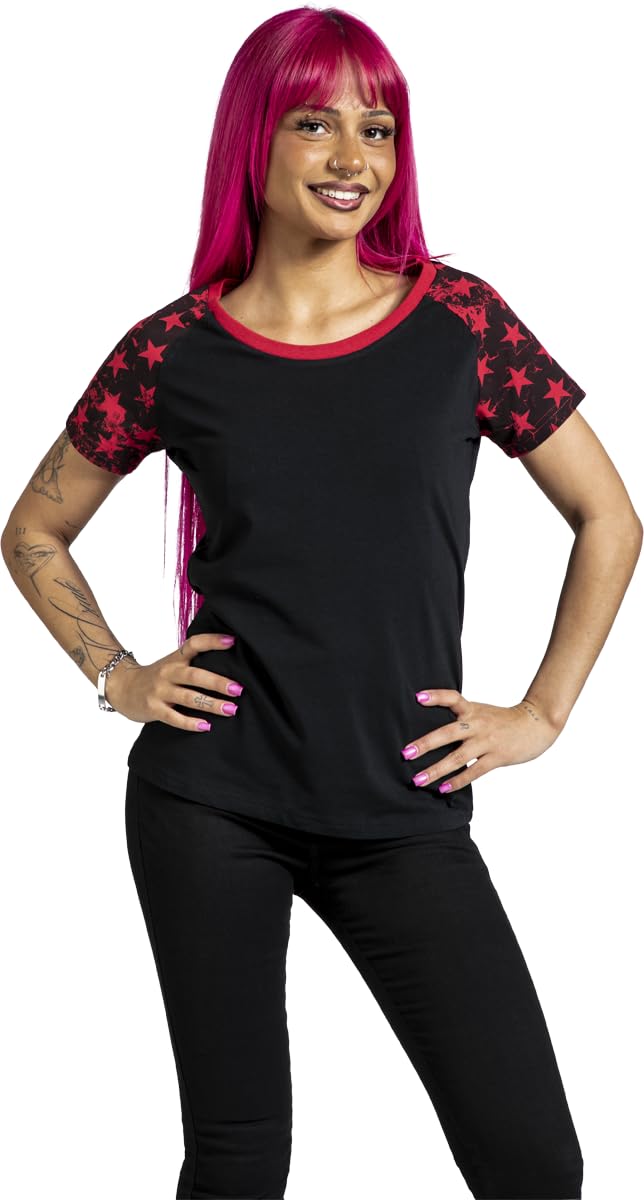 red-by-emp-t-shirts-damen-t-shirt-raglan-schwarz-rot-l image 2