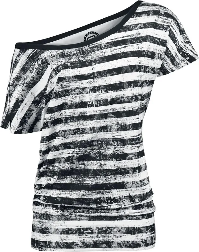 red-by-emp-schwarz-wei-es-basic-t-shirt-streifen-m image 1