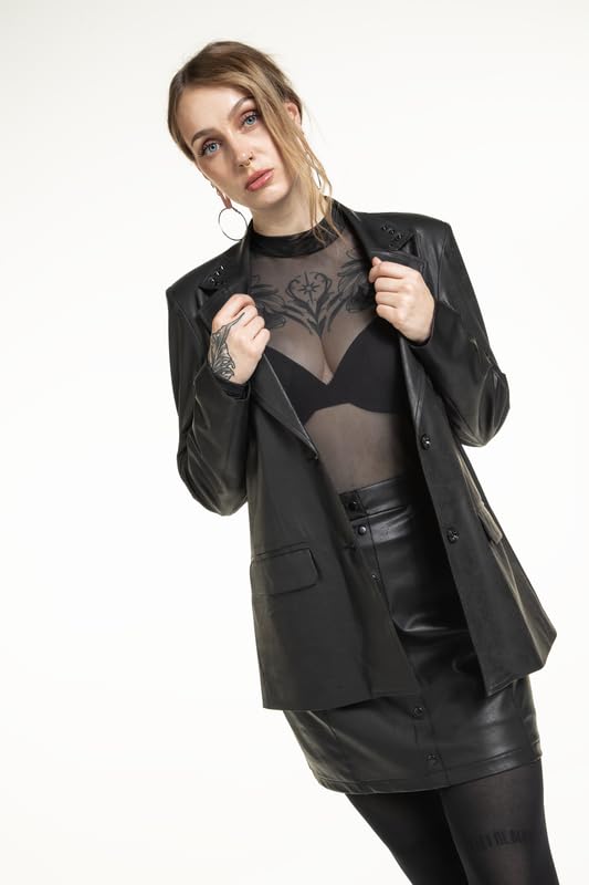 black-premium-by-emp-essential-blazer-damen-schwarz-kunstleder-m image 7