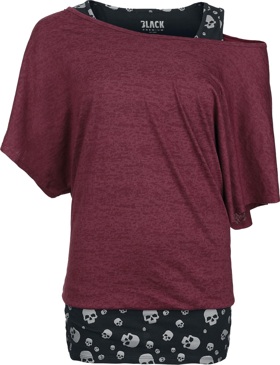 black-premium-damen-doppelpack-t-shirt-top-bordeaux image 3