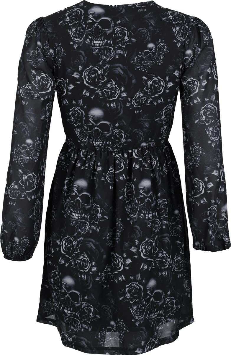 black-premium-by-emp-damen-kleid-schwarz-skull-roses-allover image 3