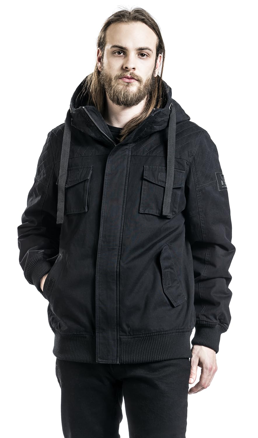 black-premium-winterjacke-herren-jacke-schwarz-streetwear image 2