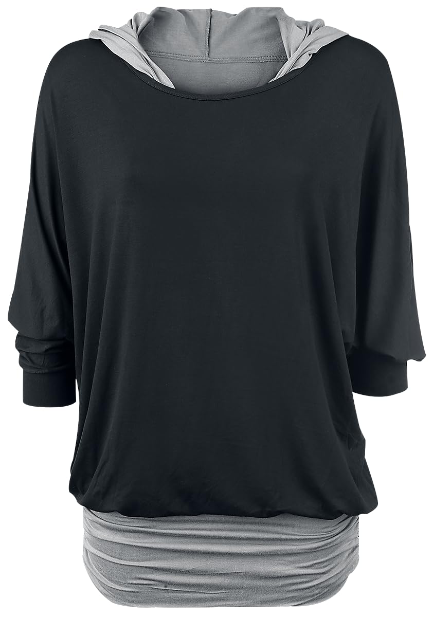 black-premium-langarmshirt-damen-schwarz-double-layer-m image 5