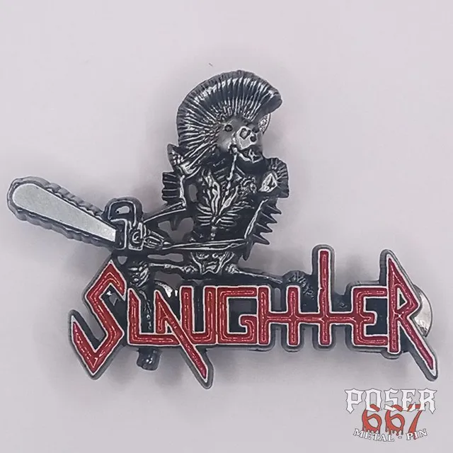 slaughter-surrender-or-die-3d-pin-metall-anstecker-antik-silber-5-5cm image 1