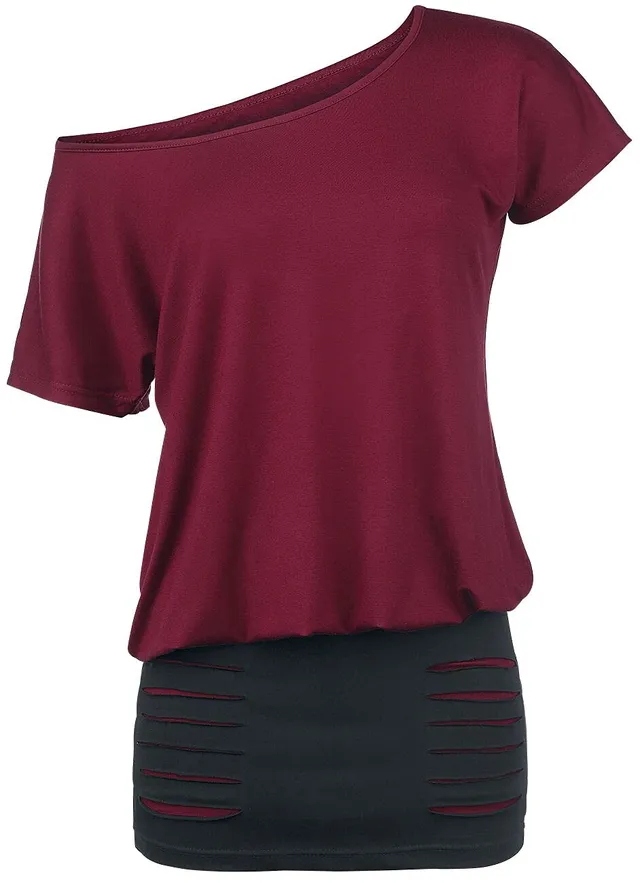 red-by-emp-kleid-damen-schwarz-rot-kurz-mit-cut-outs image 1