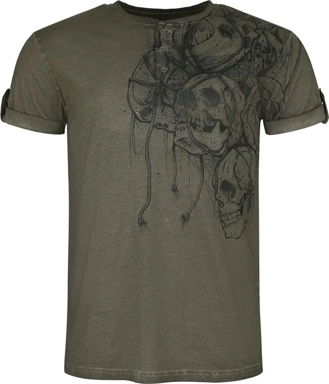 black-premium-by-emp-herren-t-shirt-gr-n-totenkopf-frontprint-links image 1