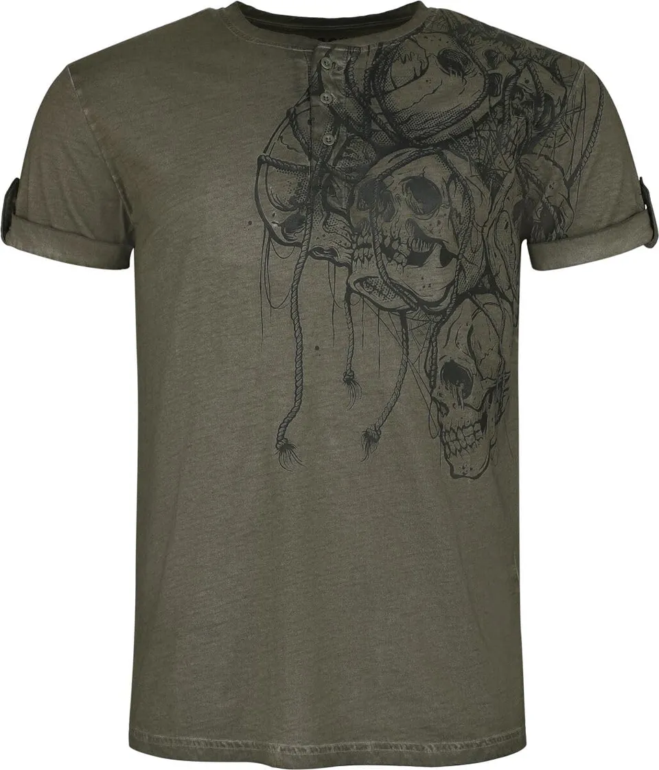 black-premium-by-emp-herren-t-shirt-gr-n-totenkopf-frontprint-links image 1