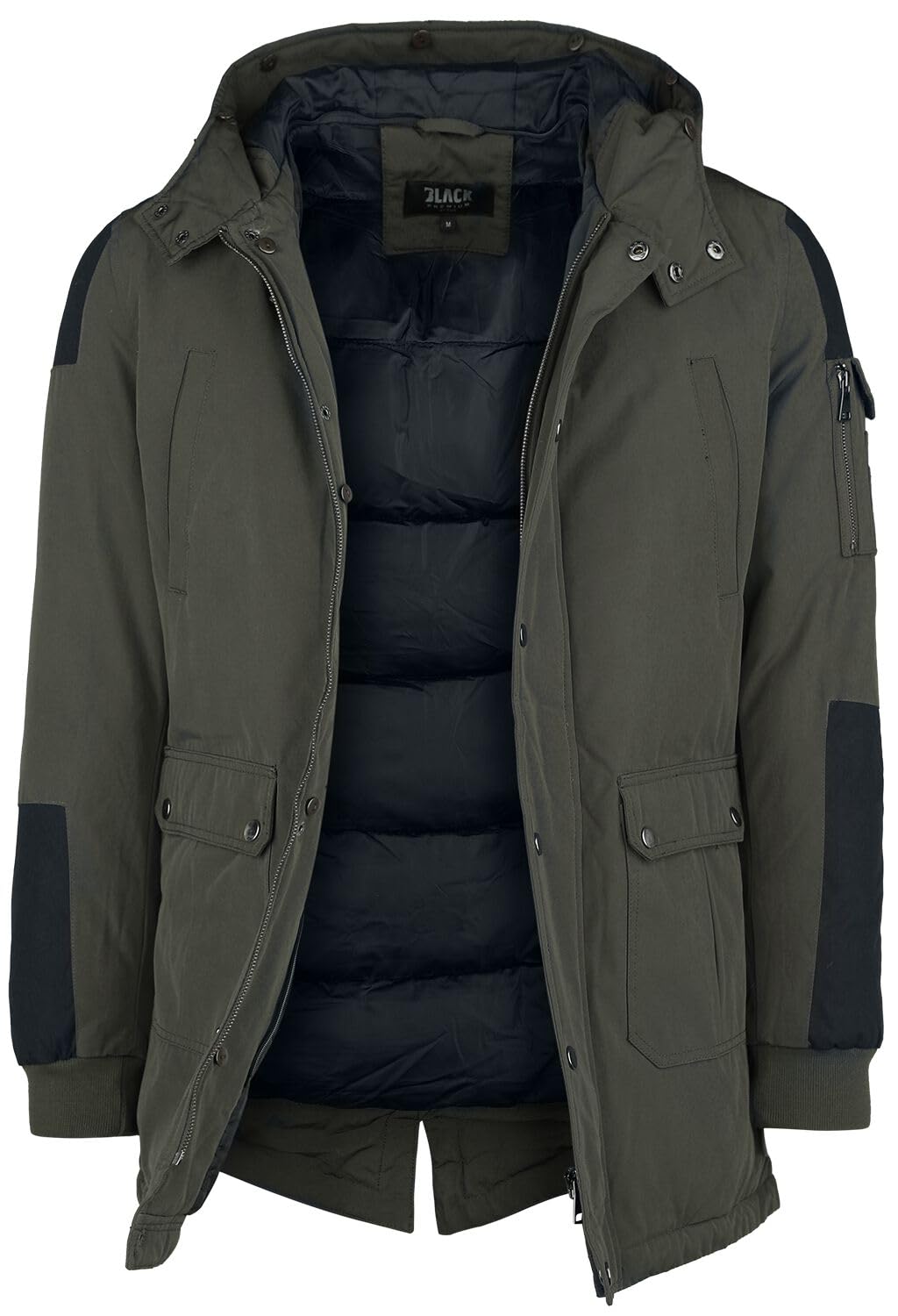 black-premium-by-emp-oliv-winterjacke-kunstfellkragen-herren image 1