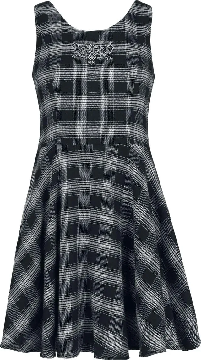 black-premium-karo-kleid-kurz-schwarz-gr-s-damen image 1