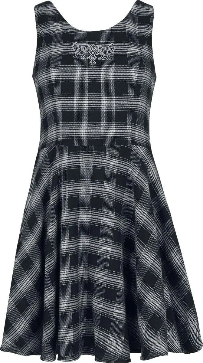 black-premium-karo-kleid-kurz-schwarz-gr-s-damen image 1