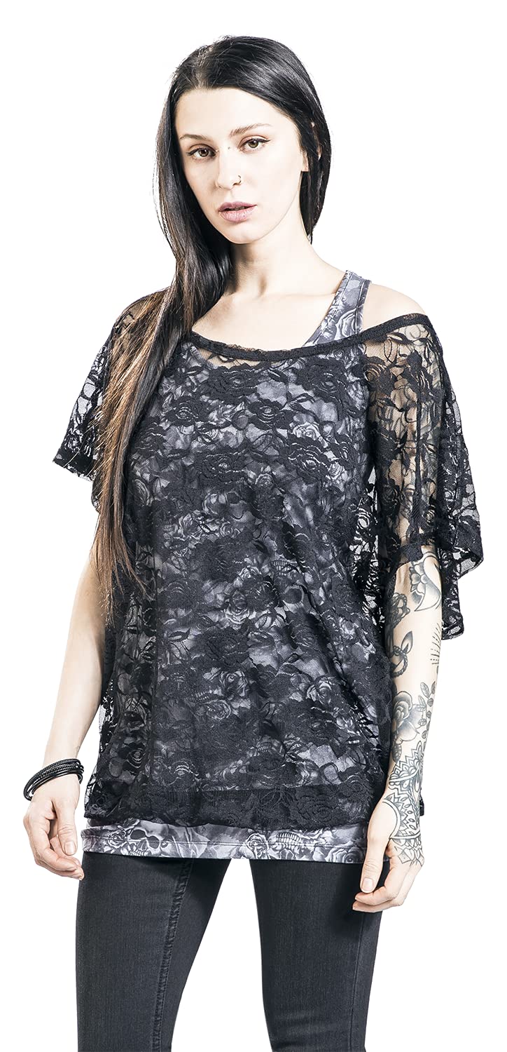 black-premium-by-emp-top-damen-grau-mit-schwarzem-spitzen-shirt image 6