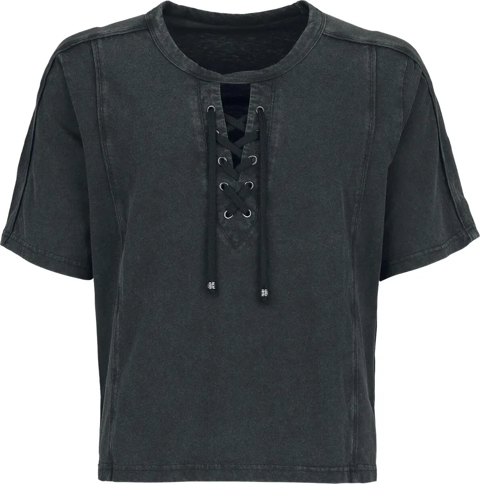 black-premium-essential-t-shirt-schn-rung-schwarz-damen image 1