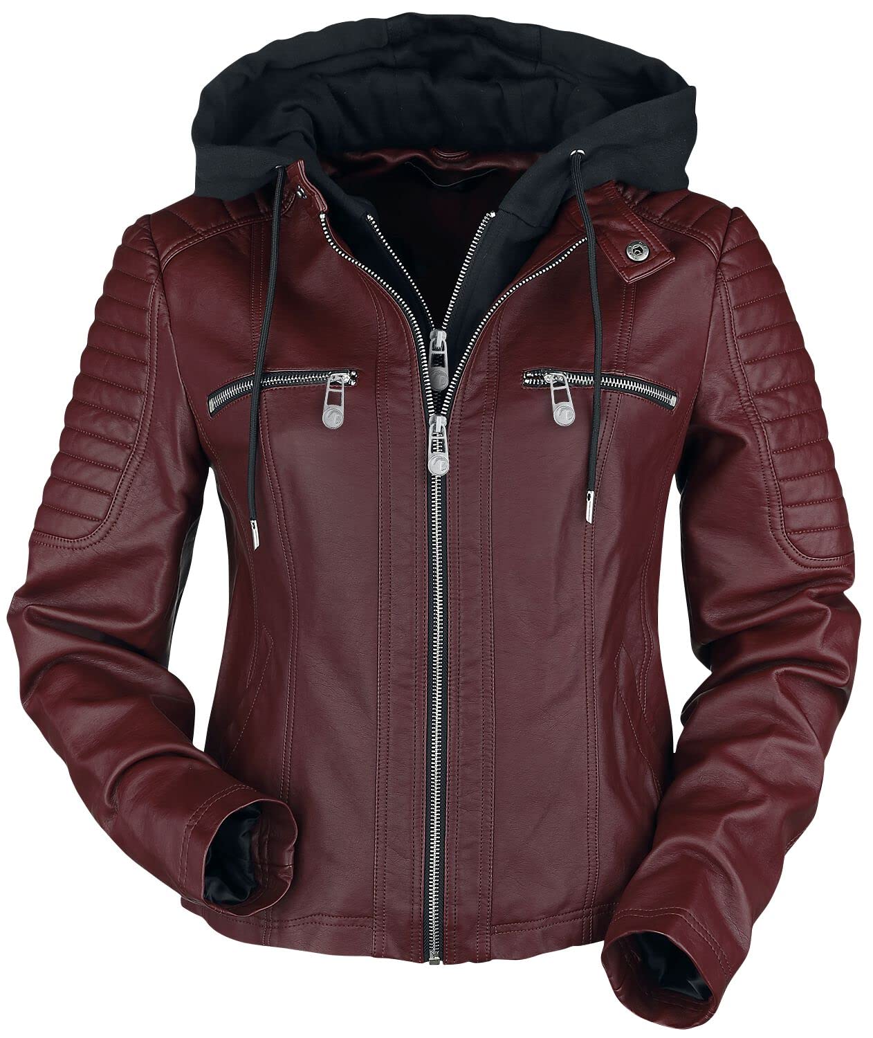 black-premium-by-emp-kunstlederjacke-damen-rot-m-kapuze image 1
