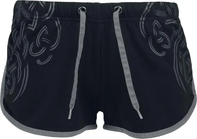 black-premium-damen-shorts-schwarz-knot-print image 1