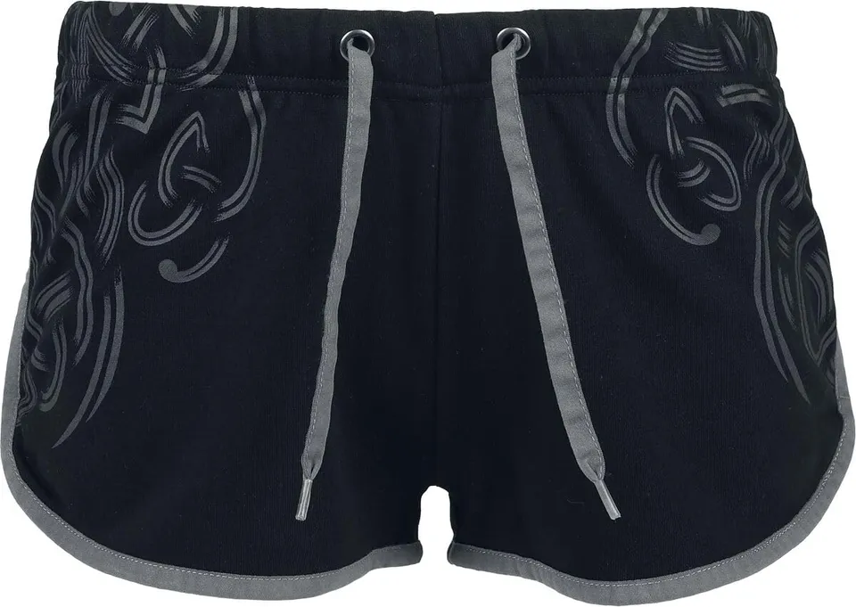black-premium-damen-shorts-schwarz-knot-print image 1