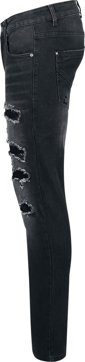 red-by-emp-hosen-jeans-schwarz-cut-outs-herren-32w-34l image 3