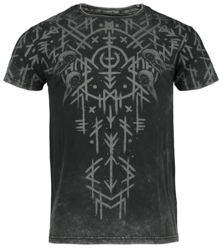 black-premium-by-emp-herren-t-shirt-schwarz-washed-runen-gr-l image 5