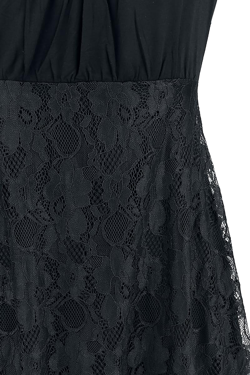 black-premium-by-emp-schwarzes-kleid-mit-spitzenrock-damen-m image 4